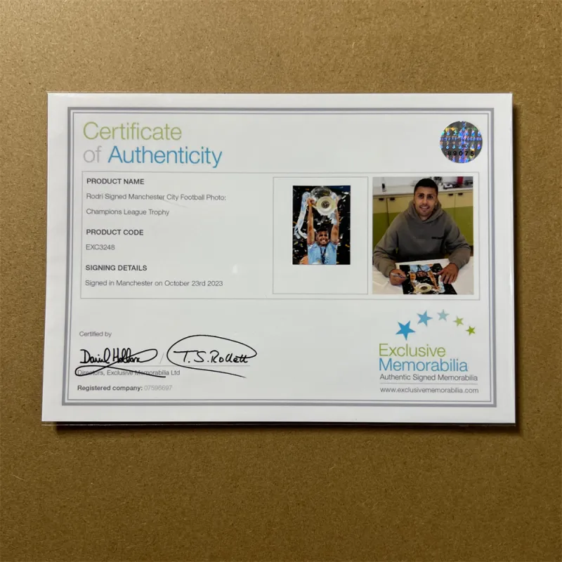EM Rodney Includes Certification Certificate Outer Frame Size: 38.6x48.6cm Premier League Manchester City-1