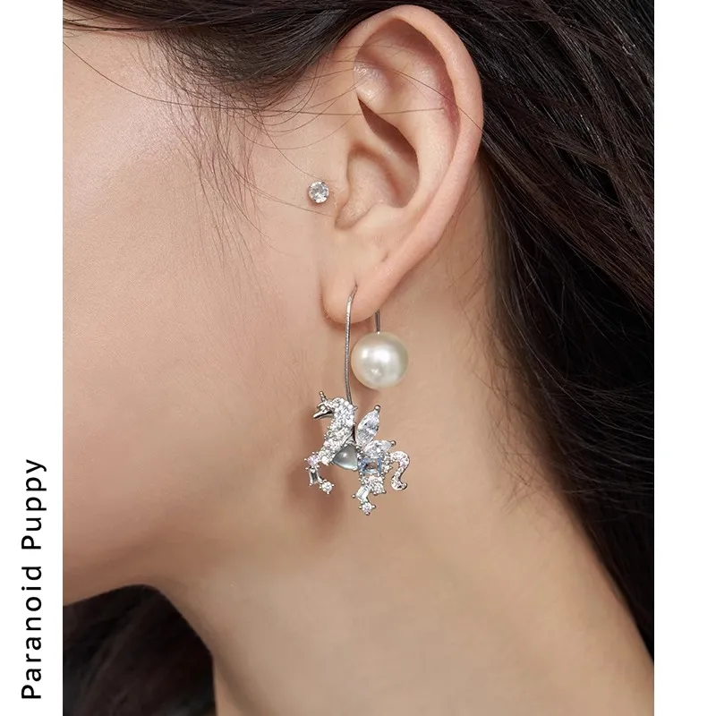 PARANOID PUPPY 925 Sterling Silver Fall And Winter Everyday Cute Hoop Earrings Women's-1