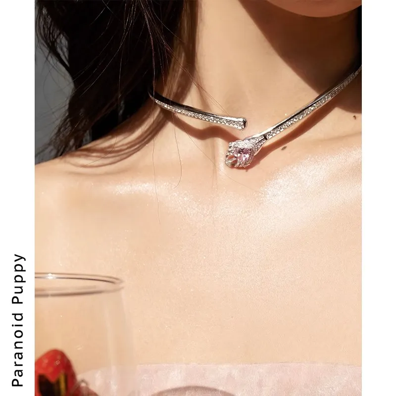 PARANOID PUPPY Zircon Necklace Year End Party Recommendation Women's-2