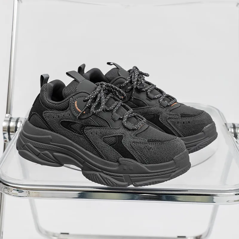 ZOIBBOE Cushioning Anti Slip Wear Resistant Breathable Height Increasing Low Top Chunky Sneakers Unisex-3