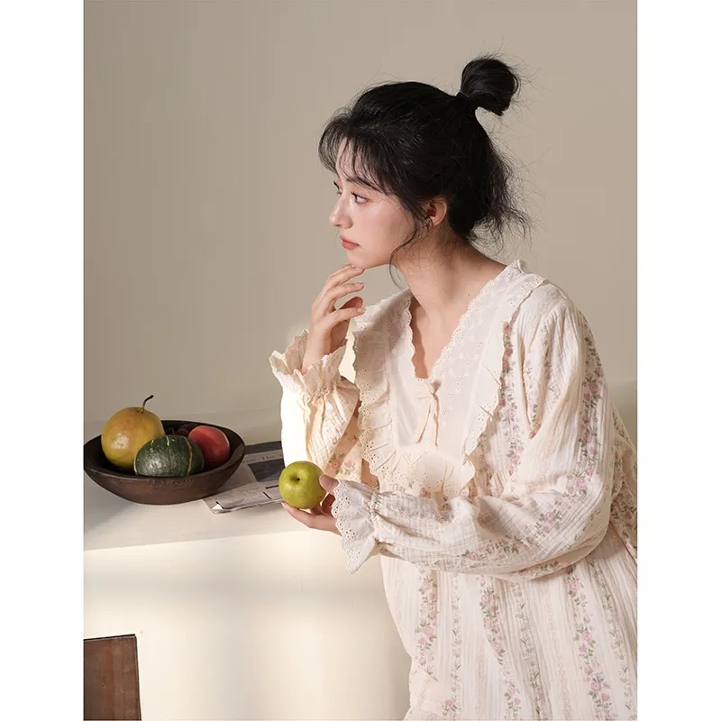 MIOJUER Pajama Set Women's Gift Box Set Beige Apricot-2