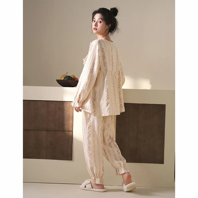 MIOJUER Pajama Set Women's Gift Box Set Beige Apricot-5