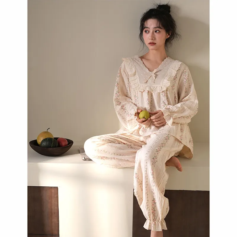 MIOJUER Pajama Set Women's Gift Box Set Beige Apricot-3