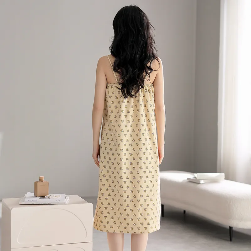 MIOJUER Summer Nightgown With Pads Women's-1