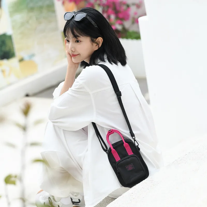 MYD Polyester Shoulder Bag, Crossbody Bag, Handbag Women's Black & Pink-6