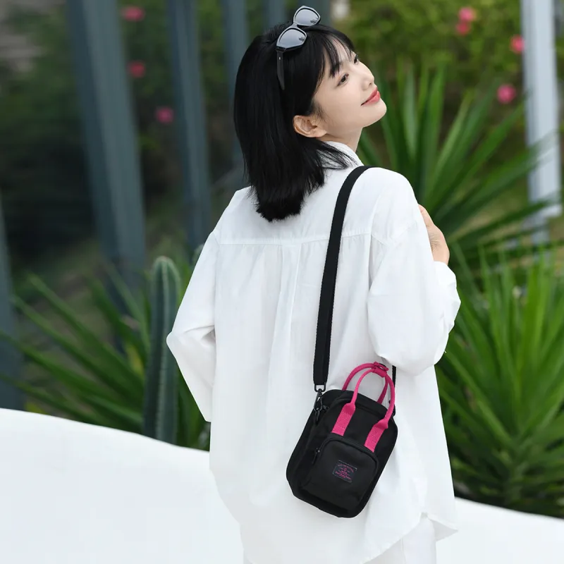 MYD Polyester Shoulder Bag, Crossbody Bag, Handbag Women's Black & Pink-5