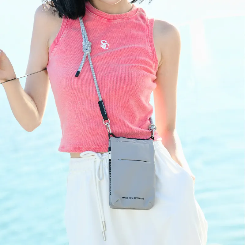 MYD Polyamide Cell Phone Pouch With Passport Holder And Crossbody Bag Unisex Blackberry/Coconut Grey/Mango Yellow-4