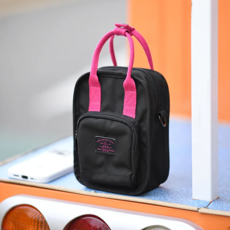 MYD Polyester Shoulder Bag, Crossbody Bag, Handbag Women's Black & Pink-1