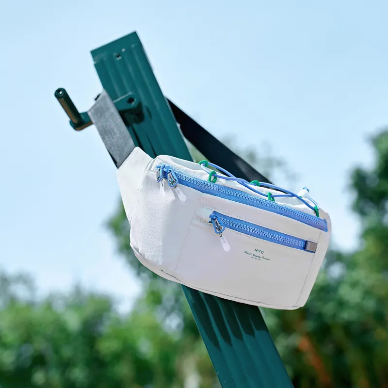 MYD Polyamide With Polyester Sling Bag Unisex Light Gray Blue-2