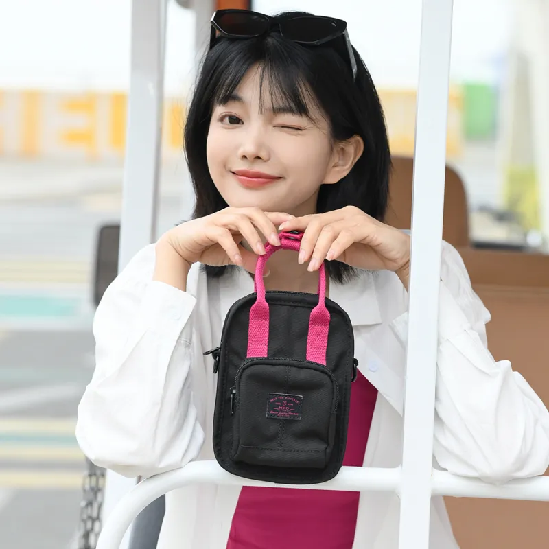 MYD Polyester Shoulder Bag, Crossbody Bag, Handbag Women's Black & Pink-3