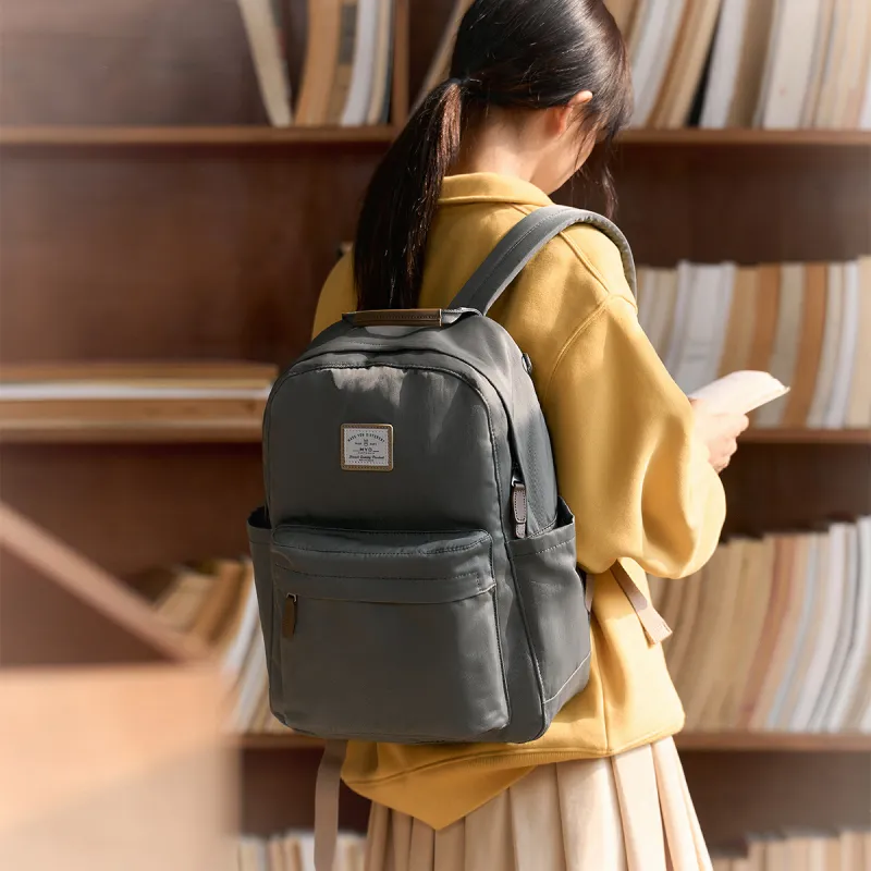 MYD Polyamide Laptop Backpack Regular Unisex Blackberry/Sunflower Seed Kiwi-2