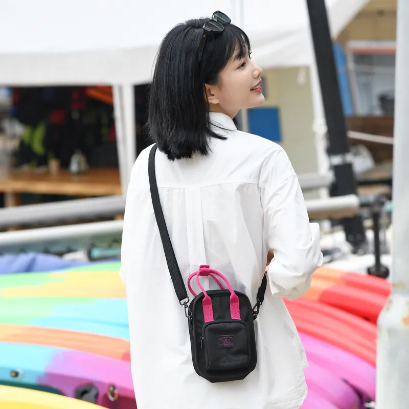 MYD Polyester Shoulder Bag, Crossbody Bag, Handbag Women's Black & Pink-4