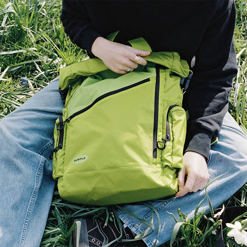Subtle Fabric Backpack Regular Unisex Black/Gray/Beige Brown/Orange Red/Yellow Green-13
