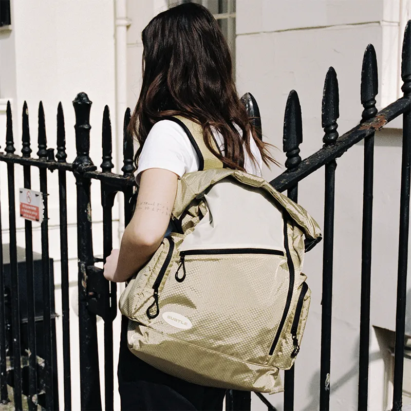 Subtle Fabric Backpack Regular Unisex Black/Gray/Beige Brown/Orange Red/Yellow Green-6