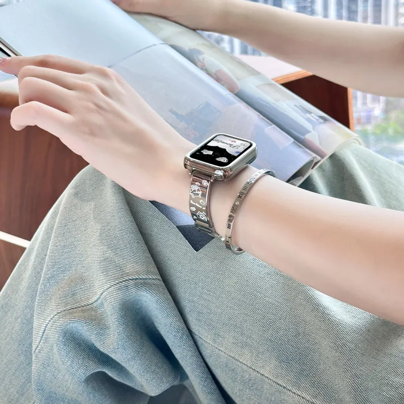 Biaodaige Xiaomi Red Beige Compatibility Watch Band Made Of Steel-6