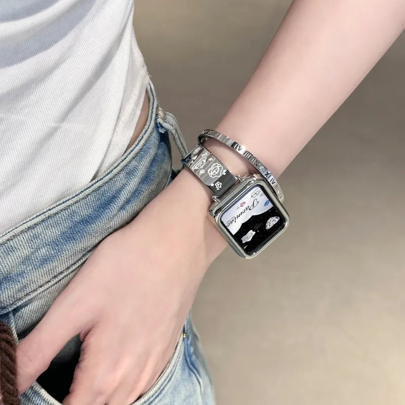 Biaodaige Xiaomi Red Beige Compatibility Watch Band Made Of Steel-1