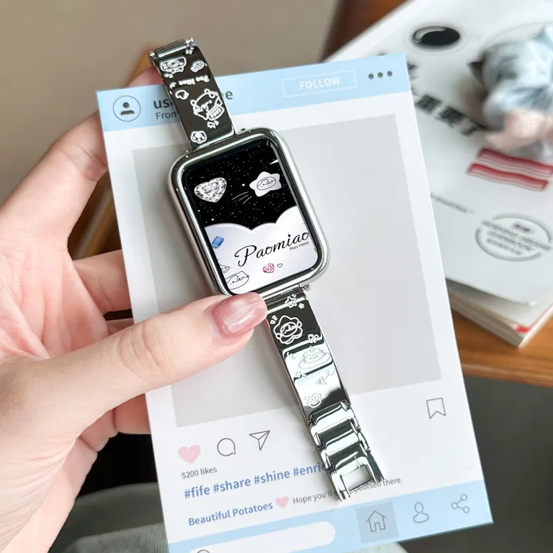 Biaodaige Xiaomi Red Beige Compatibility Watch Band Made Of Steel-3