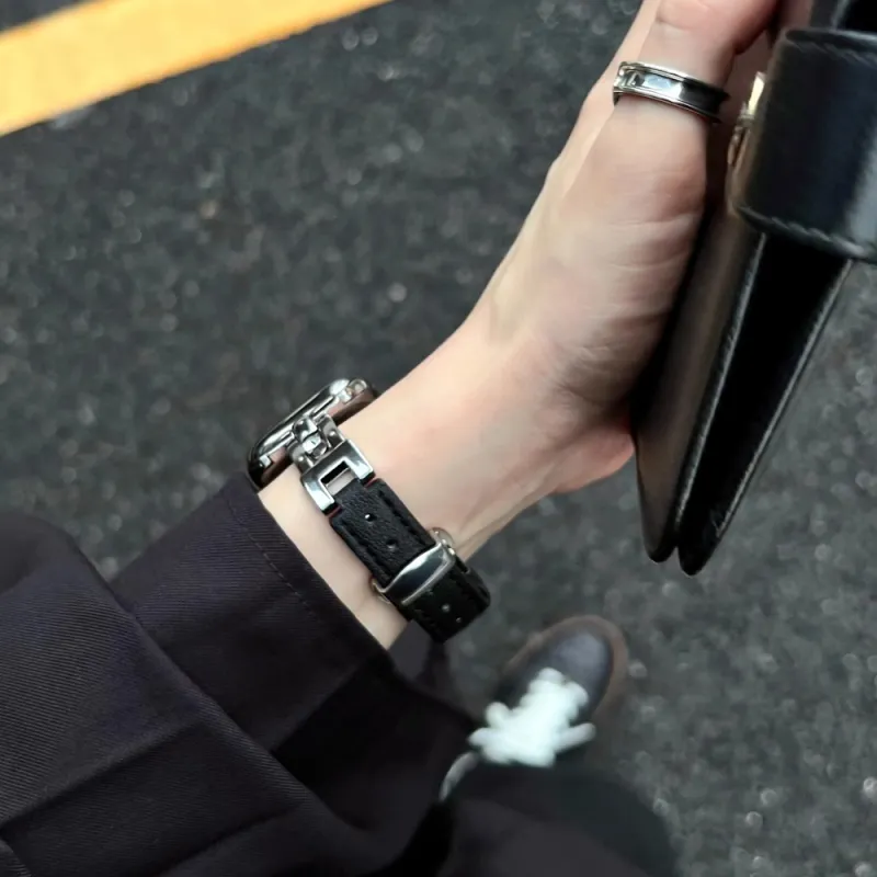 Dazzling Xiaomi Red Beige Compatibility Watch Band Stainless Steel, Leather Material-11
