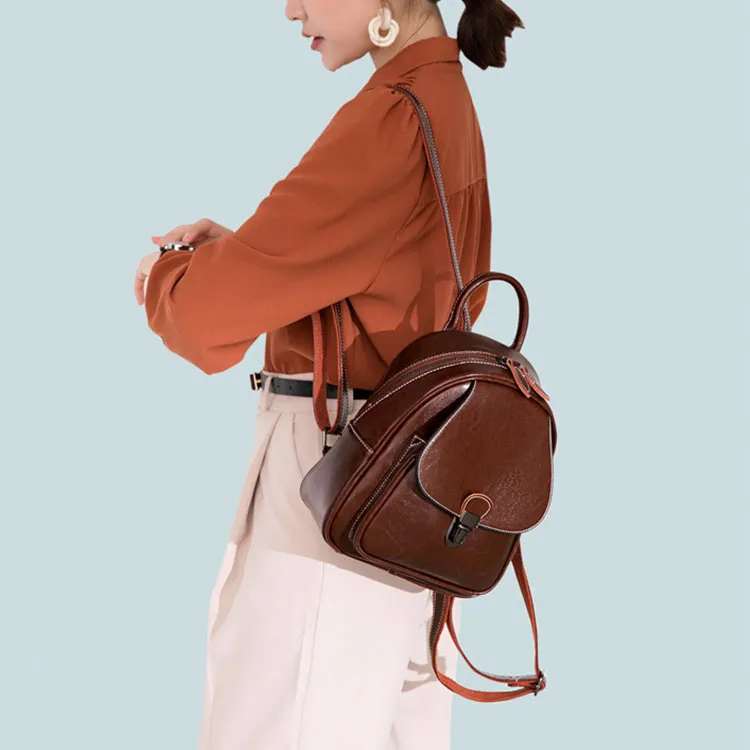 TTaG．baG Waxed Cow Leather Backpack Women's-10