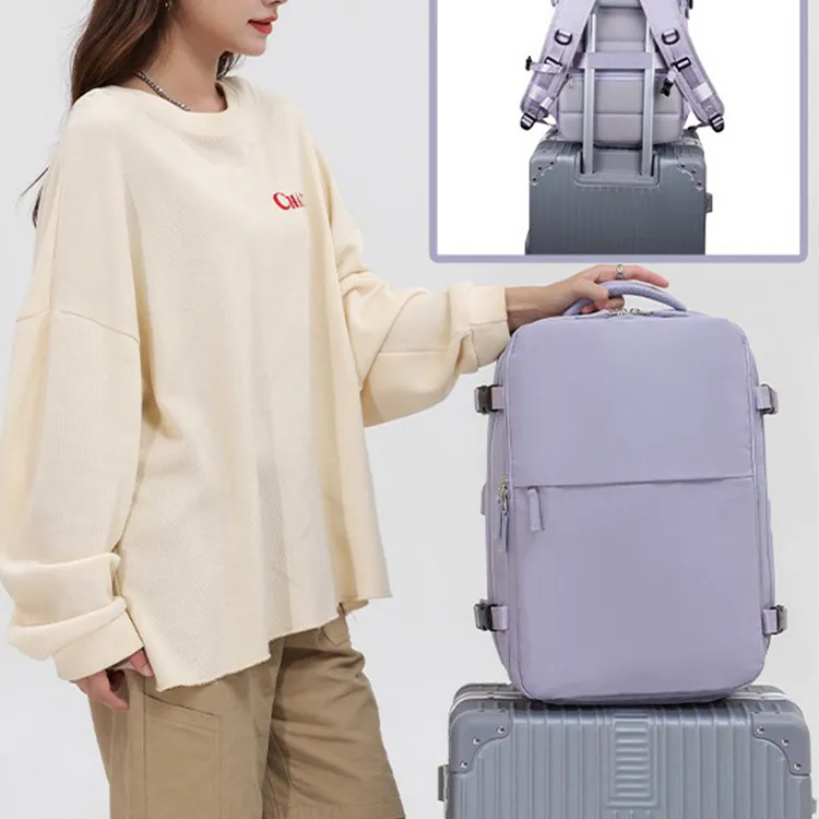 TTaG．baG Oxford Backpack Women's Purple/Beige Yellow/Ecru/Light Gray/Black-1