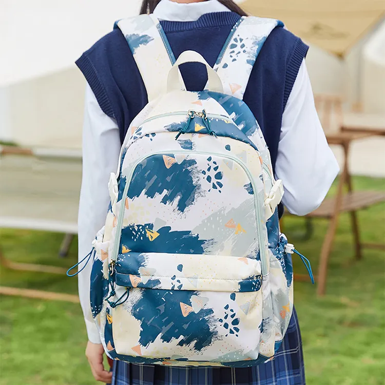 TTaG．baG Polyester Backpack Women's Blue/Pink-3