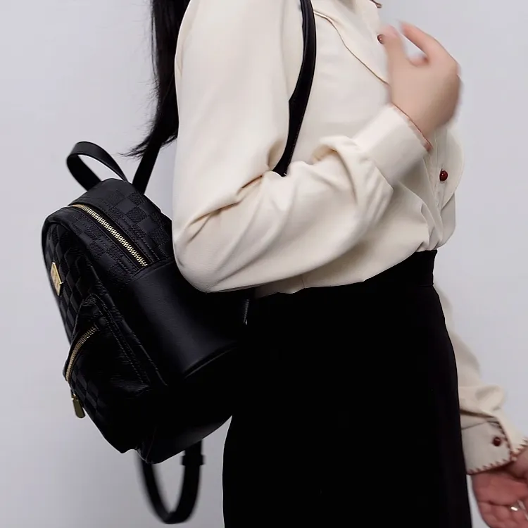 TTaG．baG Microfiber Synthetic Leather Backpack Women's White/Black-5