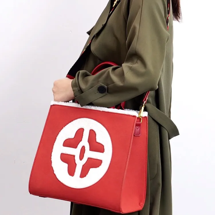 TTaG．baG Cow Leather Shoulder Bag Women's Brown/Red-4