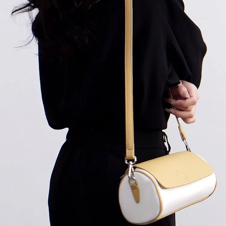 TTaG．baG Microfiber Synthetic Leather Shoulder Bag Women's Yellow/Coffee-2