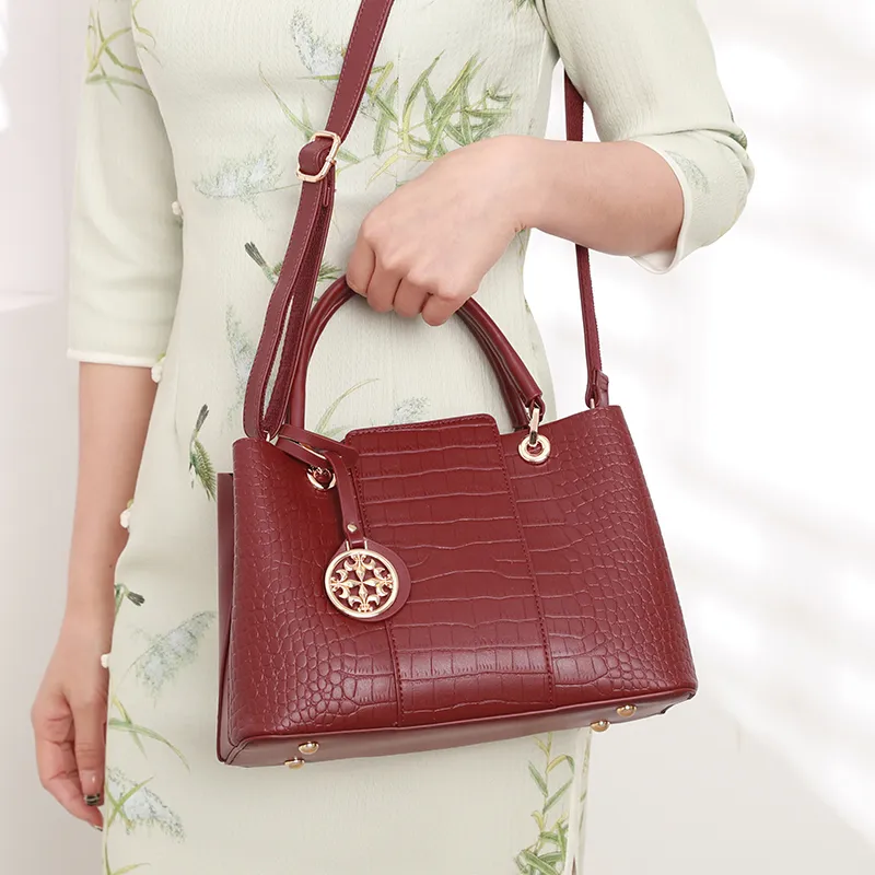 TTaG．baG Microfiber Synthetic Leather Handbag Regular Women's Burgundy-7