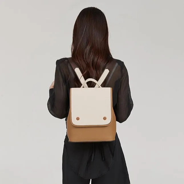 TTaG．baG Cow Leather Backpack Women's Black/Coffee/Brown-4
