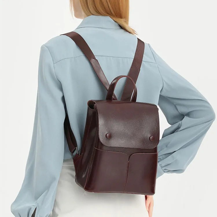 TTaG．baG Cow Leather Backpack Women's Black/Coffee/Sunset Yellow/White-8