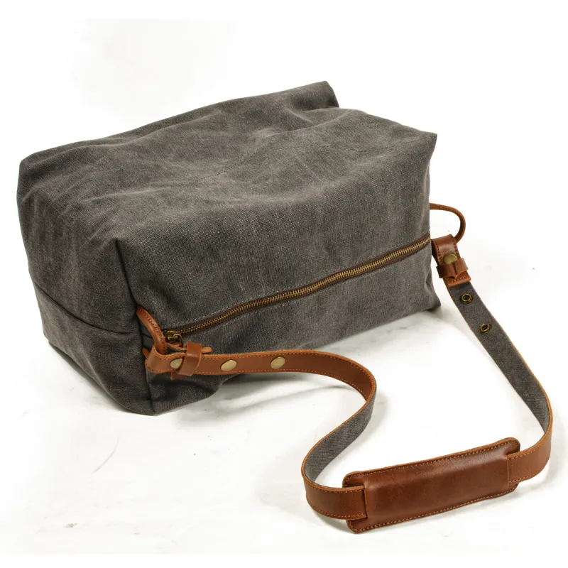 TTaG．baG Top Grain Cow Leather With Canvas Canvas Bag Shoulder Bags Regular Men's Khaki/Green/Dark Gray-5