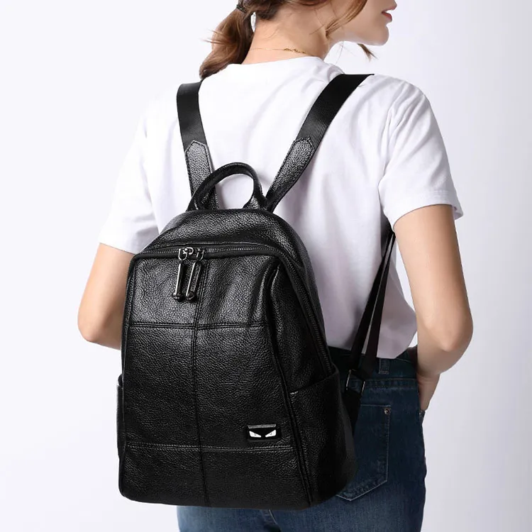 TTaG．baG Cow Leather Backpack Women's Black-2