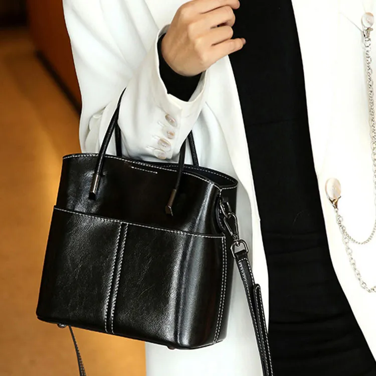 TTaG．baG Cow Leather Shoulder Bag, Crossbody Bag, Handbag Women's Sunset Yellow/Coffee/Jasper/Black/White-10