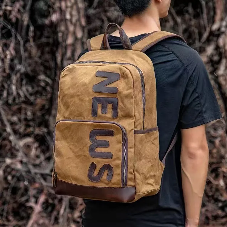 TTaG．baG Batik Canvas Backpack Men's Gray/Army Green/Khaki/Earth Yellow-19