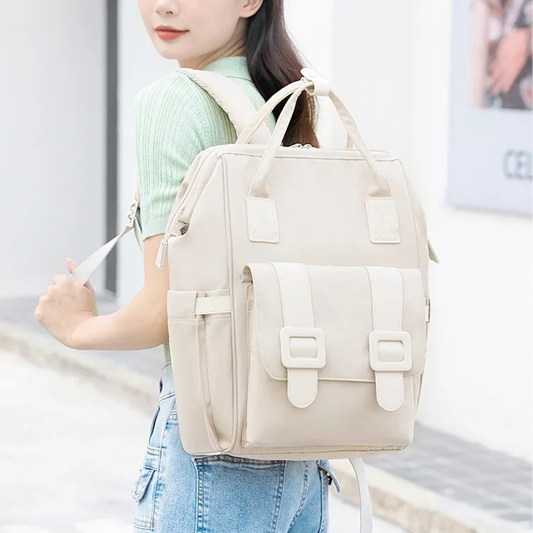 TTaG．baG Water Repellent Fabric Backpack Women's Beige/Yellow/Black/Blue-1