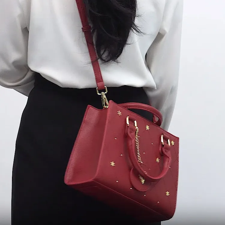 TTaG．baG Microfiber Synthetic Leather Crossbody Bags Handbags Women's Red-4