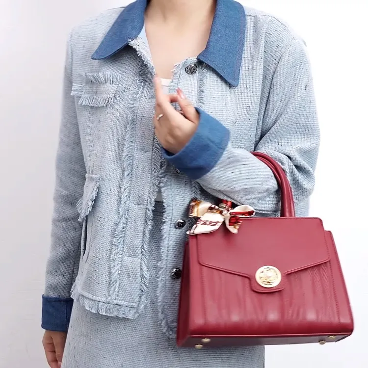 TTaG．baG Cow Leather Handbag Shoulder Bag Crossbody Bag Regular Women's Red-1