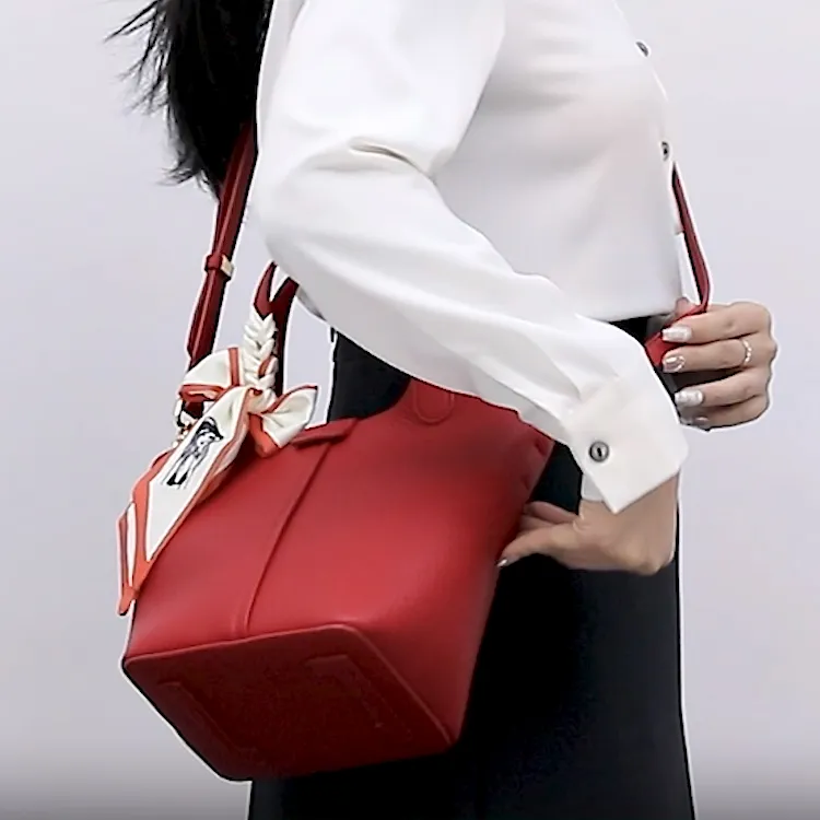 TTaG．baG Microfiber Synthetic Leather Shoulder Bag Women's Red-4