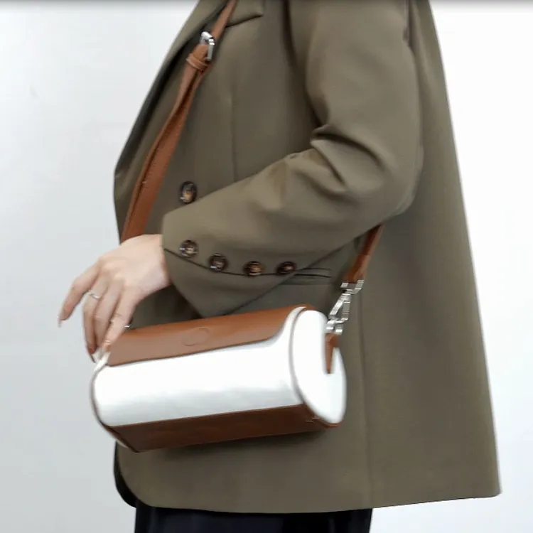 TTaG．baG Microfiber Synthetic Leather Shoulder Bag Women's Yellow/Coffee-4