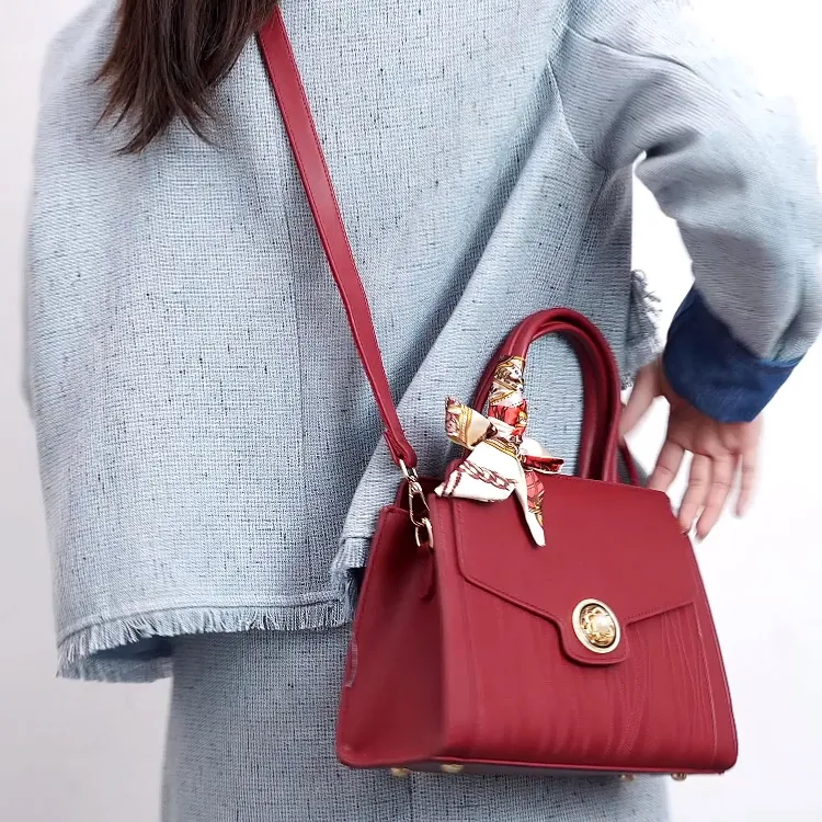 TTaG．baG Cow Leather Handbag Shoulder Bag Crossbody Bag Regular Women's Red-4