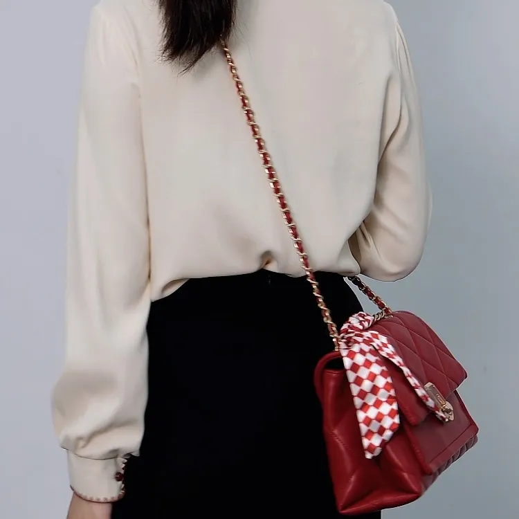 TTaG．baG Microfiber Synthetic Leather Shoulder Bag Women's Black/Red-5