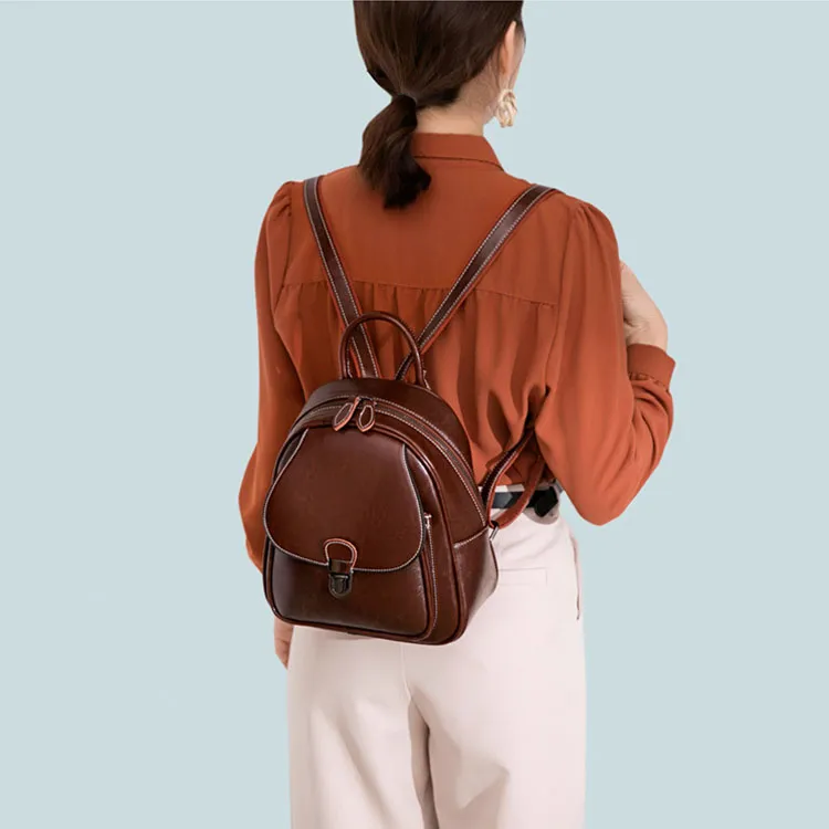 TTaG．baG Waxed Cow Leather Backpack Women's-8
