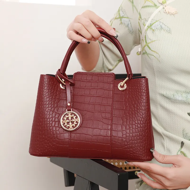 TTaG．baG Microfiber Synthetic Leather Handbag Regular Women's Burgundy-1