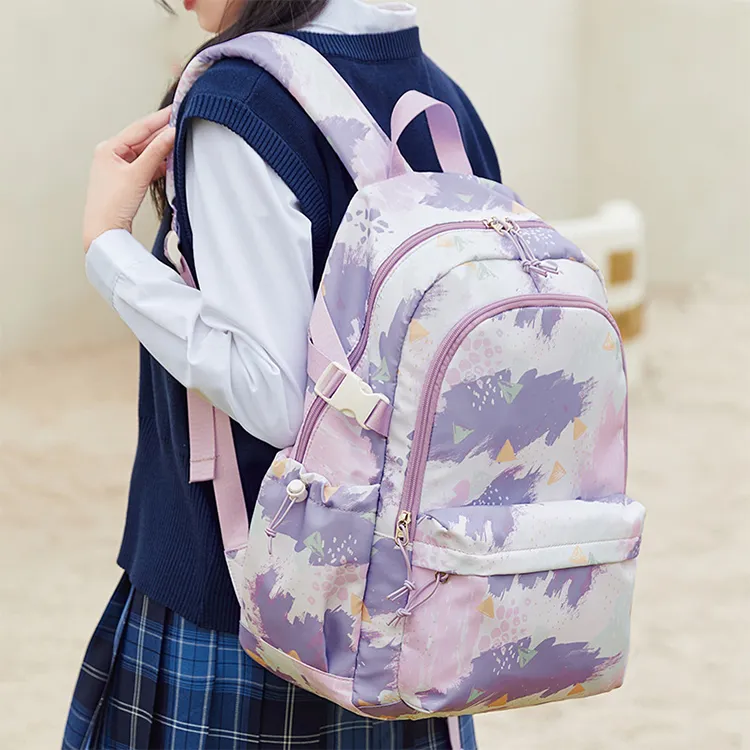 TTaG．baG Polyester Backpack Women's Blue/Pink-8