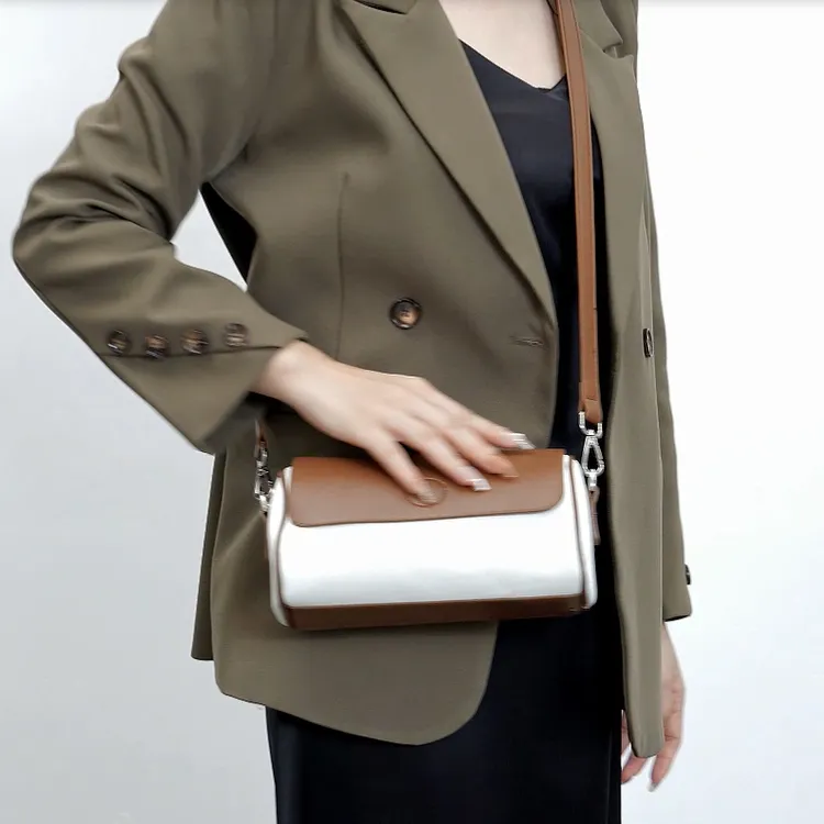 TTaG．baG Microfiber Synthetic Leather Shoulder Bag Women's Yellow/Coffee-5