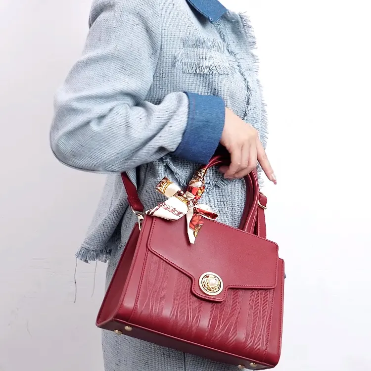 TTaG．baG Cow Leather Handbag Shoulder Bag Crossbody Bag Regular Women's Red-3