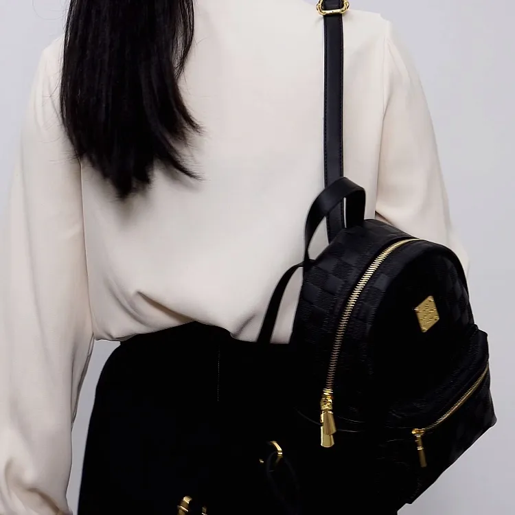 TTaG．baG Microfiber Synthetic Leather Backpack Women's White/Black-4