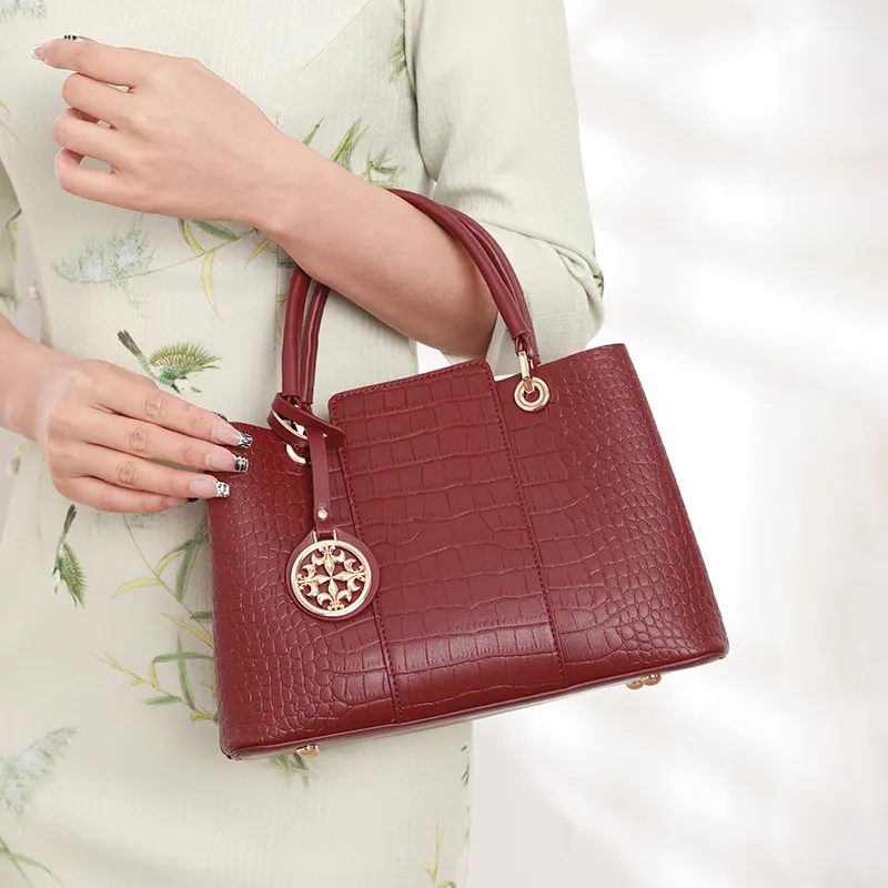 TTaG．baG Microfiber Synthetic Leather Handbag Regular Women's Burgundy-3