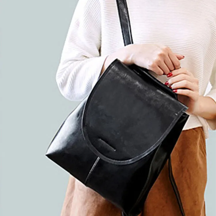 TTaG．baG Waxed Cow Leather Backpack Women's Brown/Black/Coffee/Green-10